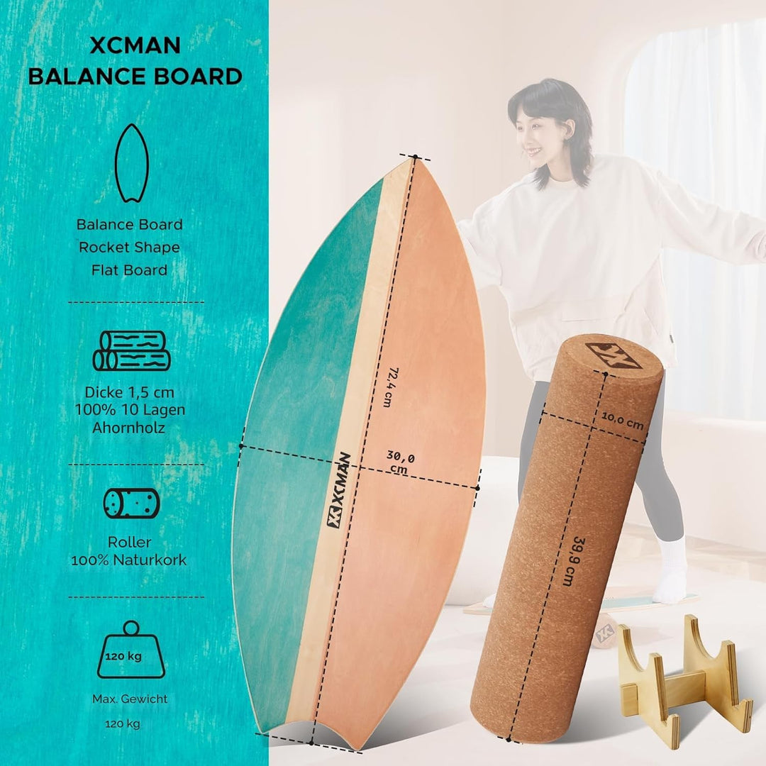 XCMAN Surf Balance Board Trainer Mit Rolle - Stabilitätstrainer Für Erwachsene Und Kinder, Zum Surfe