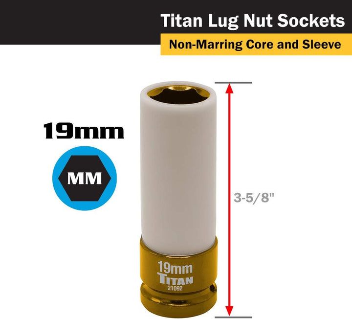 Titan 21183 Steckschlüssel-Set, 1,27 cm (1/2 Zoll), nicht beschädigend, inkl. 17 mm, 19 mm und 21 mm