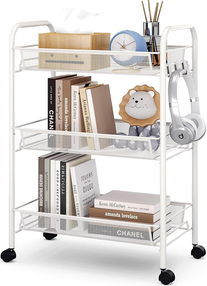 Urackify 3-stöckiger Rollwagen, Multifunktionaler mobiler Küchenwagen für Bad, Küche & Waschküche. R