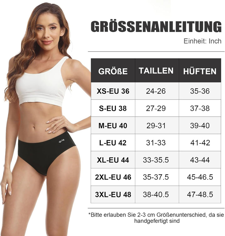 Anqier Unterhosen Damen, 6er Pack Baumwolle Panties Atmungsaktiv Slips Damen Bequeme Hipster Frauen