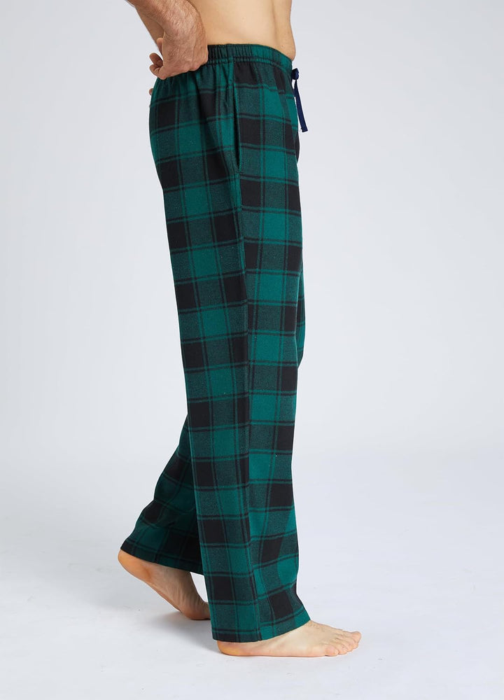 Jveyvth Herren Pyjamahose Flanell Baumwolle kariert Schlaf & Lounge Hose, PJ Hose mit Taschen und Kn