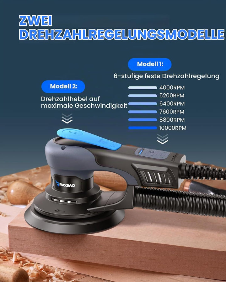 350W Bürstenloser Exzenterschleifer mit 150mm Schleifteller, 5mm Exzentrizität Exzenter Schleifer, 6