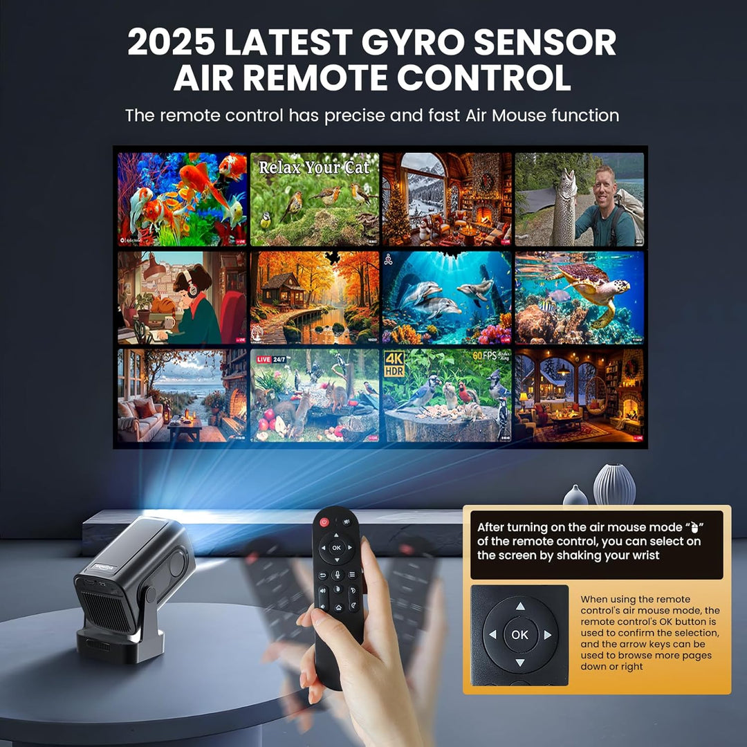 Beamer [1080P Native & Autofokus & 2025 Modell & Integrierte Apps] 4K Support Mini Beamer mit WiFi 6