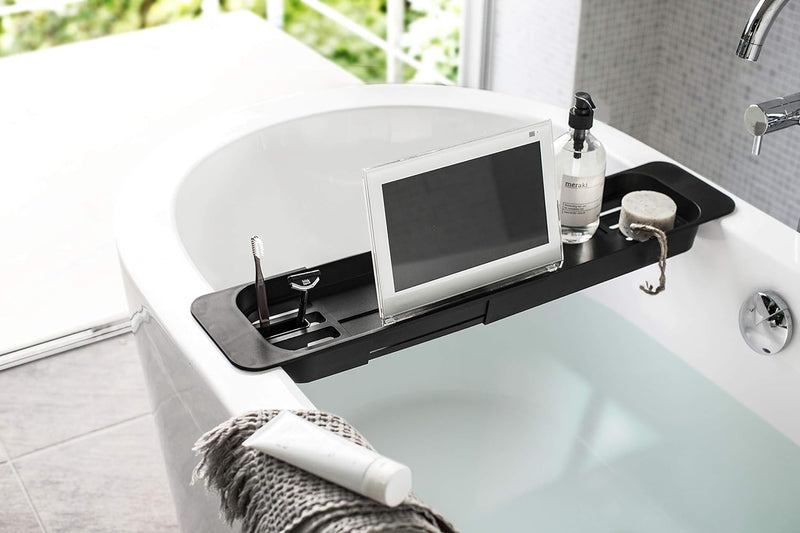 Extendable bathtub tray - Tower - black Schwarz, Schwarz