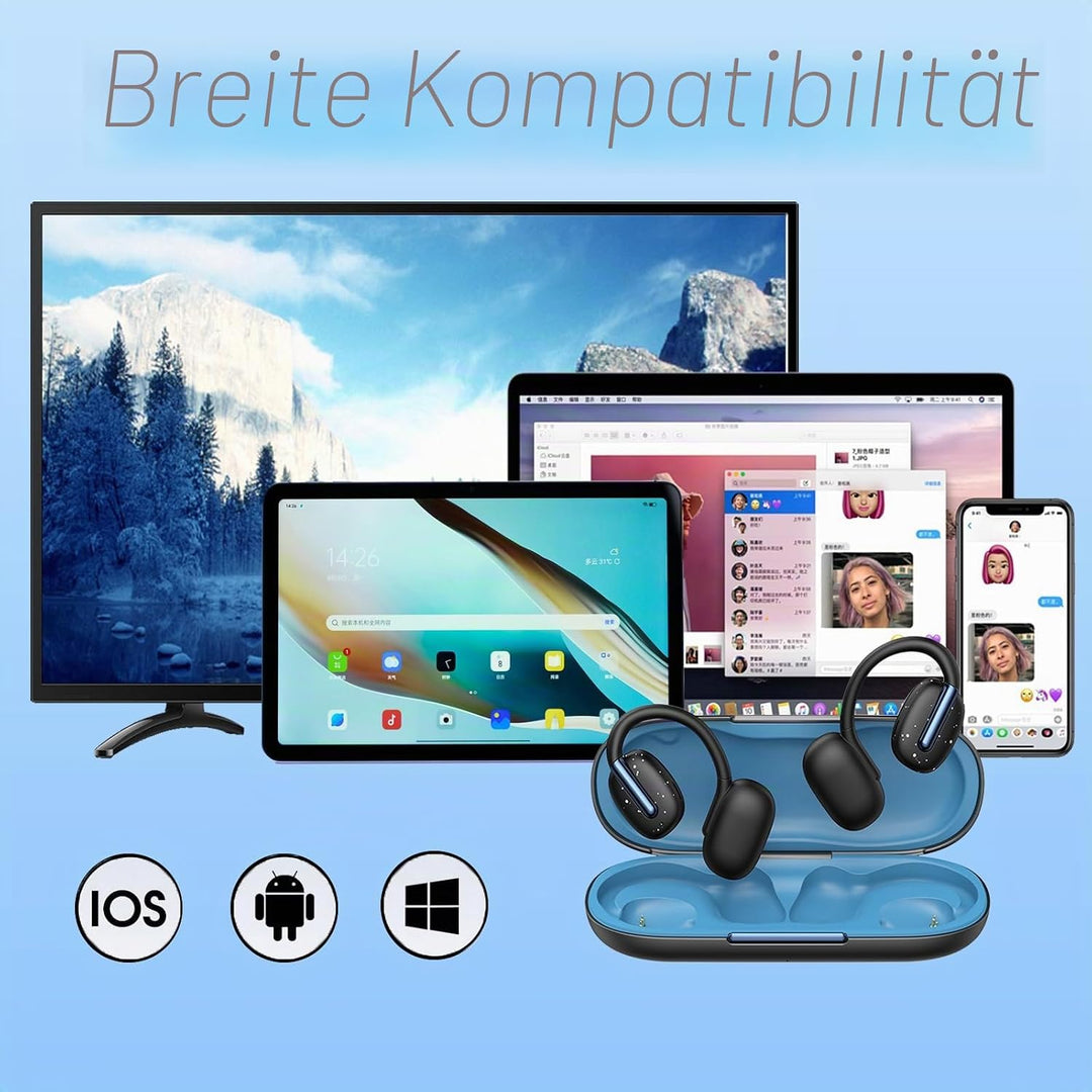 Open Ear Kopfhörer Bluetooth kabellos drahtlos Ohrclip-Bluetooth-Headset Luftleitung Bone Conduction
