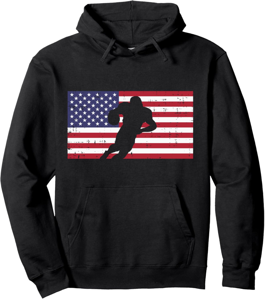 US-Flagge American Football Player Silhouette Vintage Patriot Pullover Hoodie