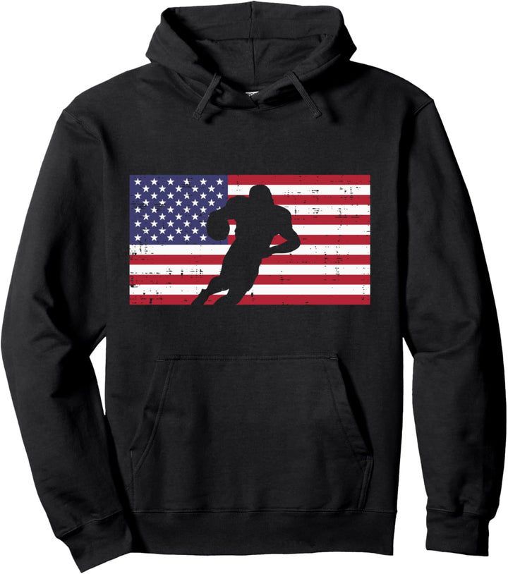 US-Flagge American Football Player Silhouette Vintage Patriot Pullover Hoodie