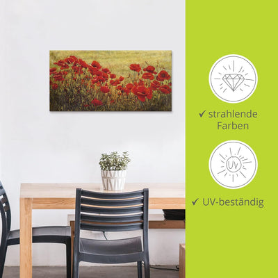 ARTland Wandbild Alu Verbundplatte für Innen & Outdoor Bild 60 x 30 cm Botanik Blumenwiese Mohnblume