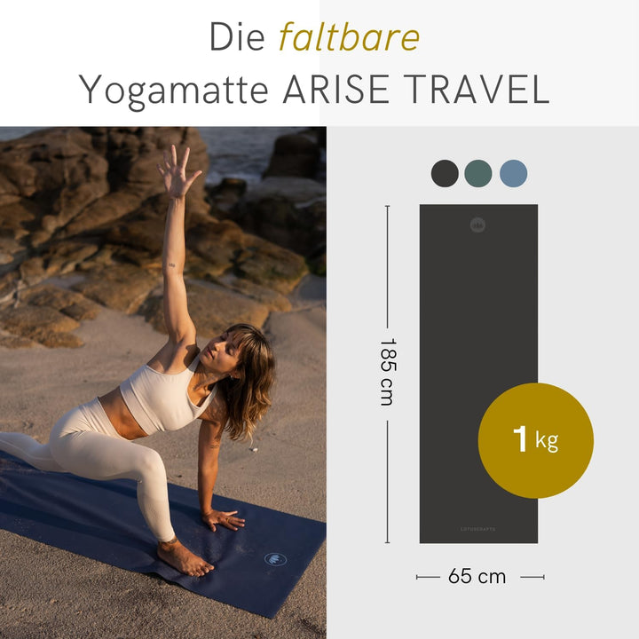 Lotuscrafts® Yogamatte dünn und faltbar, aus Naturkautschuk, Made in Spain, 1kg leiche Reisematte, 1