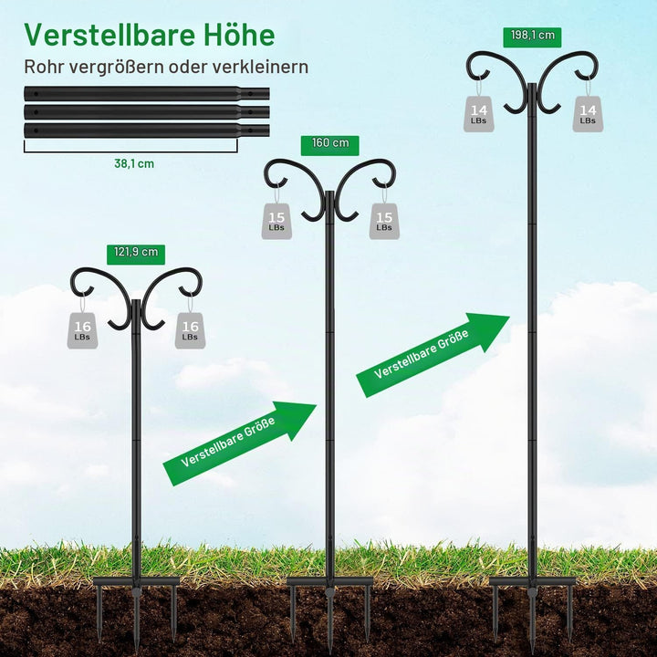 Bomclap Schäferhaken für den Aussenbereich, 2 Stück 78in/198cm Verstellbar Schäferstab Laternenstab