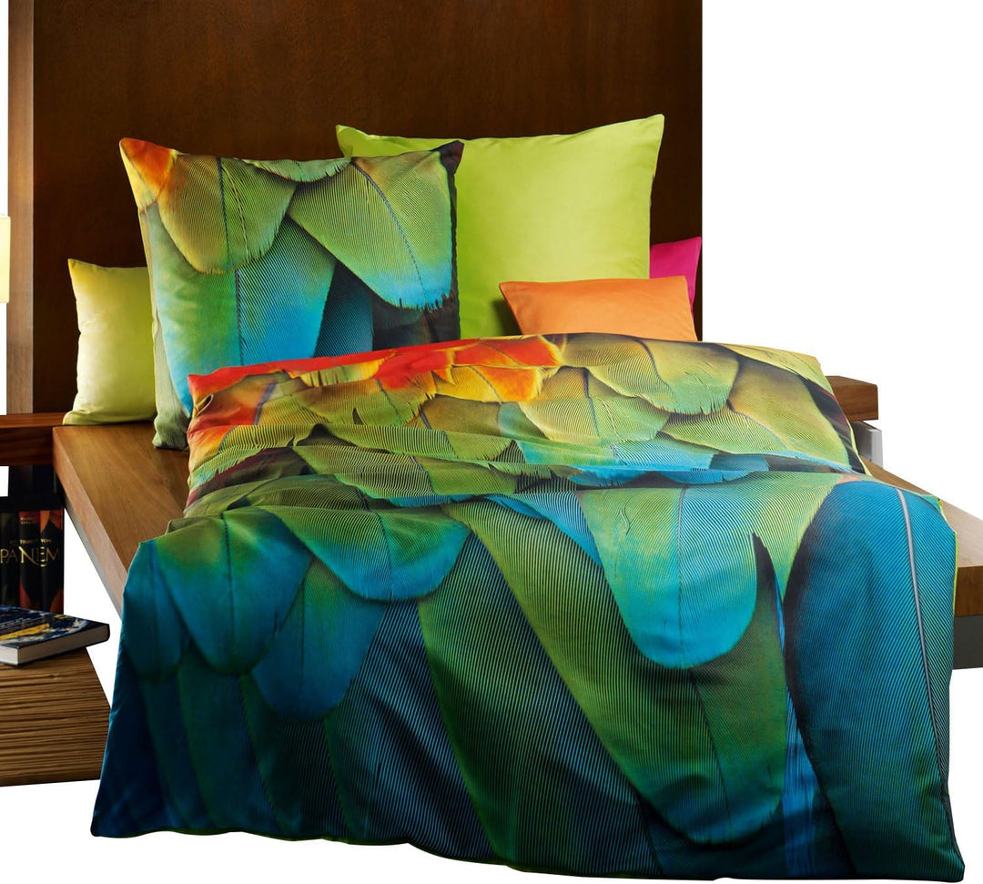 KAEPPEL Mako-Satin-Bettwäsche Digitaldruck Exotique, 2-tlg., mit Reissverschluss 80X80/135X200 CM