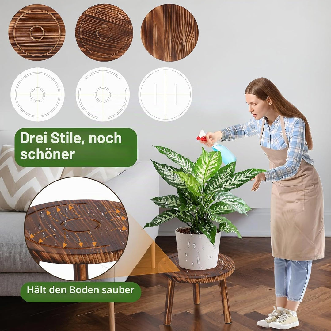 Blumenhocker Holz 3er-Set, 4"/7"/11" Höhe Blumenständer Pflanzenständer für Verschiedene Topfgrössen