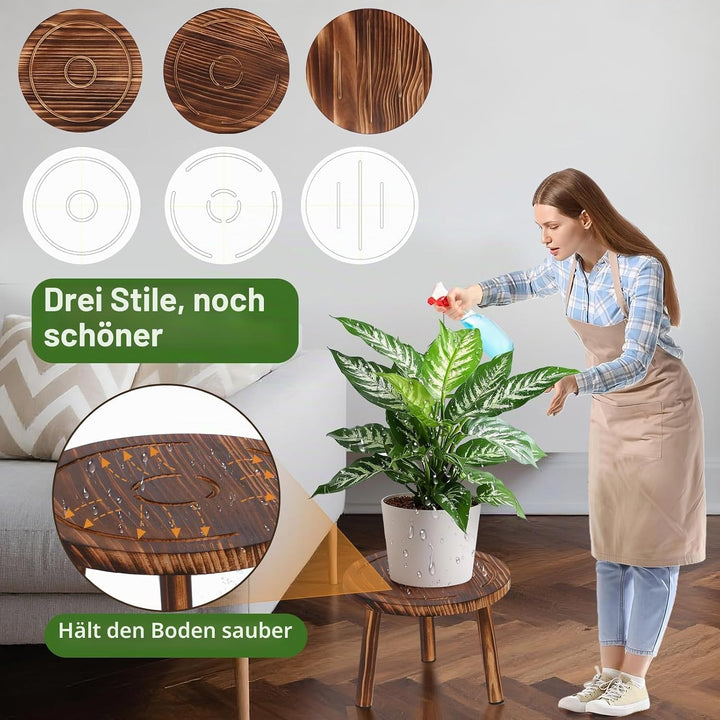Blumenhocker Holz 3er-Set, 4"/7"/11" Höhe Blumenständer Pflanzenständer für Verschiedene Topfgrössen