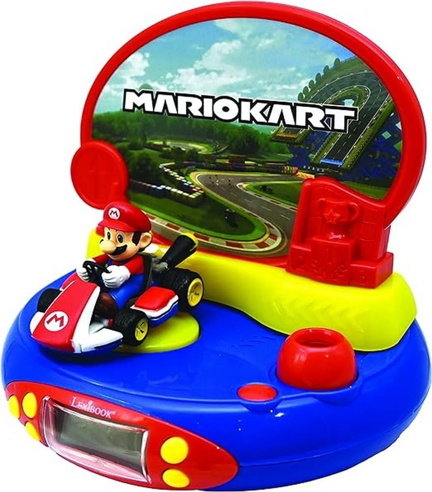Lexibook RP500NI Mario Kart Nintendo Projektor-Wecker mit Klingeltönen, Eingebautes Nachtlicht, Proj