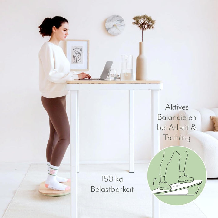VLUV® VIPPA Balance Board aus Holz - Balanceboard für Stehschreibtisch und Home Office | Wackelbrett