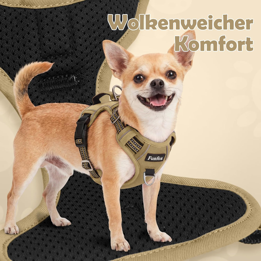 Funfox Hundegeschirr Grosse Hunde [XL] - Verstellbares Anti-Zug Brustgeschirr mit Griff &amp; Reflektors