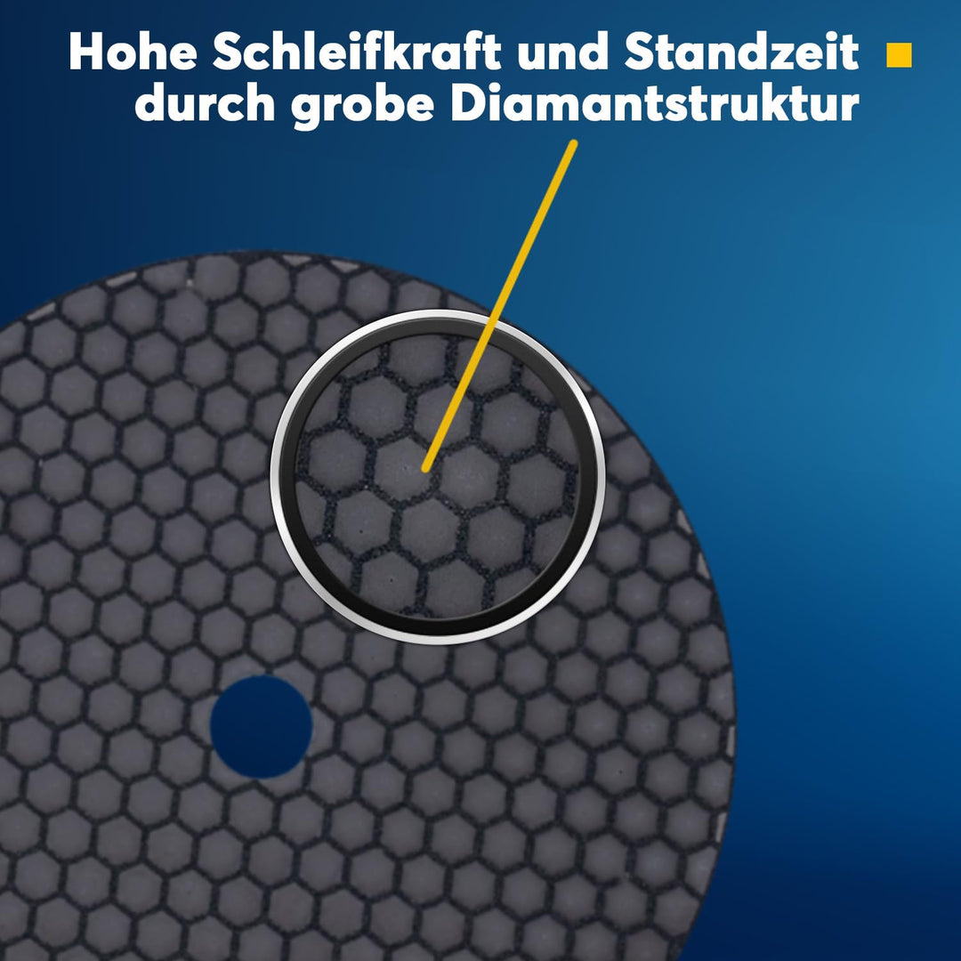 EDW Profi Diamant-Schleifpad für Trockenschliff, D = 230 mm, Körnung Polierer, Klettaufnahme, für Na