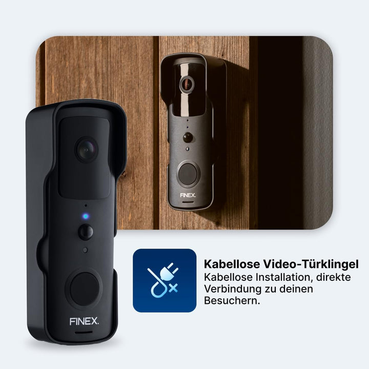 FINEX Video Türklingel, inkl. Innenklingel & Batterien, Tag- & Nachtmodus, Ohne Abonnement, Kabellos