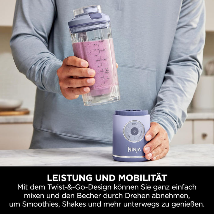 Ninja Blast Max Tragbarer Mixer/Blender/Smoothie Maker, 570 ml, wiederaufladbar, Mixbecher & auslauf