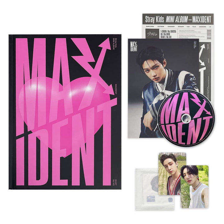 STRAY KIDS - Mini Album [MAXIDENT] (HEART Ver.) Photobook R + Lyrics Paper + Photocards + Mini Poste