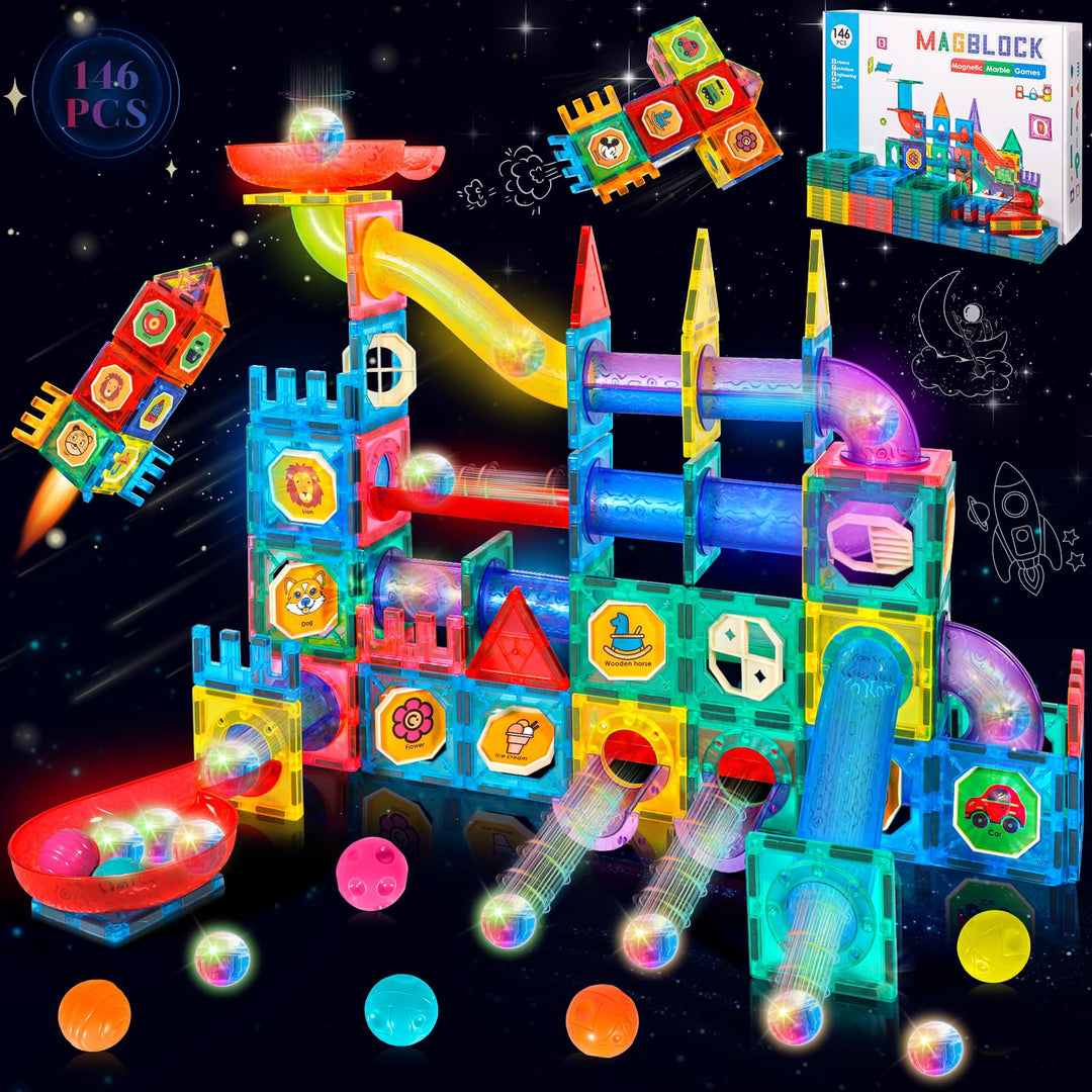 146 Pcs Magnetische Bausteine Spielzeug, Magnetisches Bauspielzeug, Puzzle Baustein Spielzeug, Magne