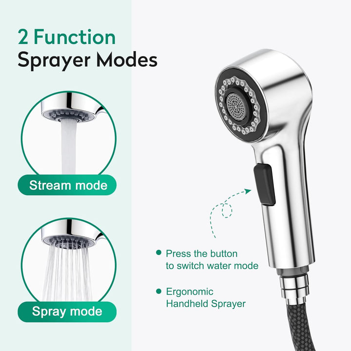 CREA Küchenarmatur Ausziehbar,Wasserhahn Küche mit 2 Strahlarten Geschirrbrause Spültischarmatur mit