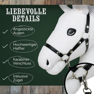 Pink Papaya Hobby Horse Mia, mit Halfter und Trense, Steckenpferd fürs Hobby Horsing, Pferd zum Reit