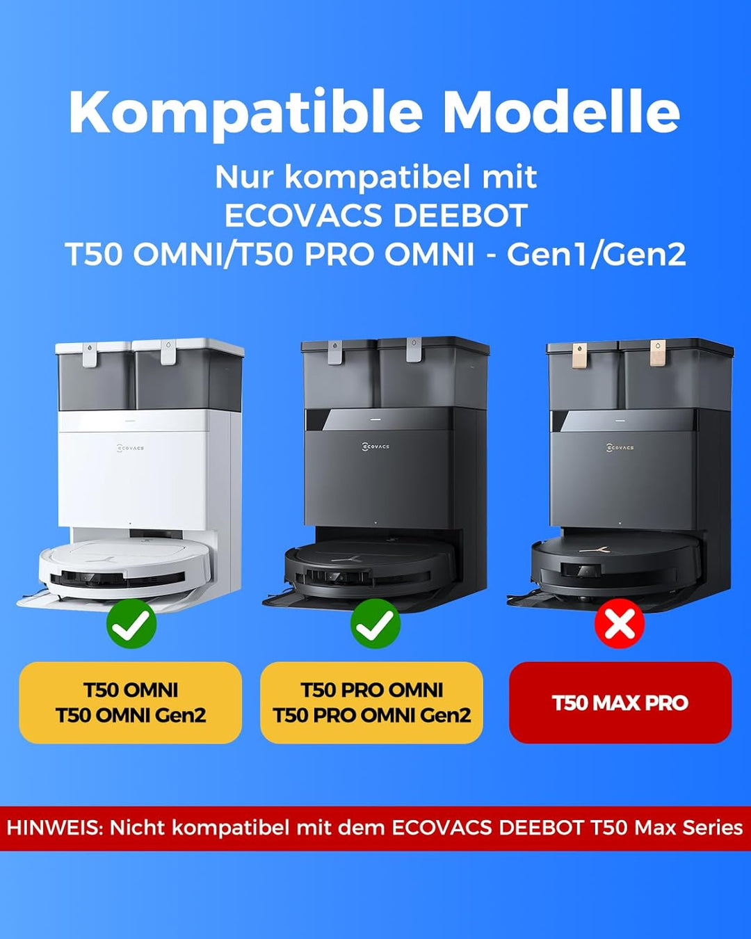 T50 PRO OMNI Gen2 Zubehör für Ecovacs Deebot T50 PRO OMNI Gen2/T50 PRO OMNI/T50 OMNI/T50 Omni Gen2,