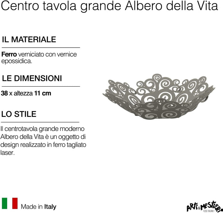 Arti & Mestieri Baum des Lebens, grosses Design, 100 % Made in Italy, aus Eisen, 38 x 11 H cm (Schla
