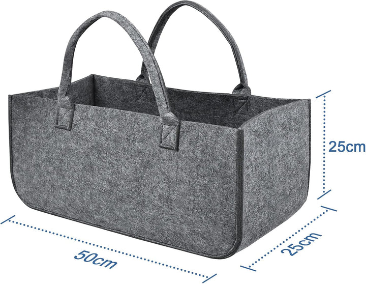 FIVMEN 4 Stück Filztasche Faltbar Filzkorb Holzkorb mit Griffen Kaminholzkorb Brennholzkorb Shopper