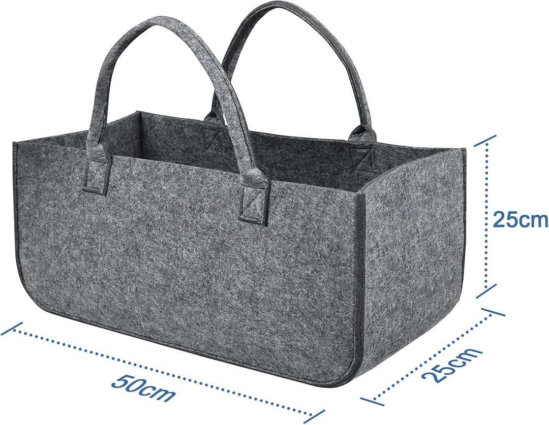 2 Stück Filztaschen Kaminholztasche Filz, Faltbar Kaminholzkorb Filztasche Shopper für Holz Zeitunge