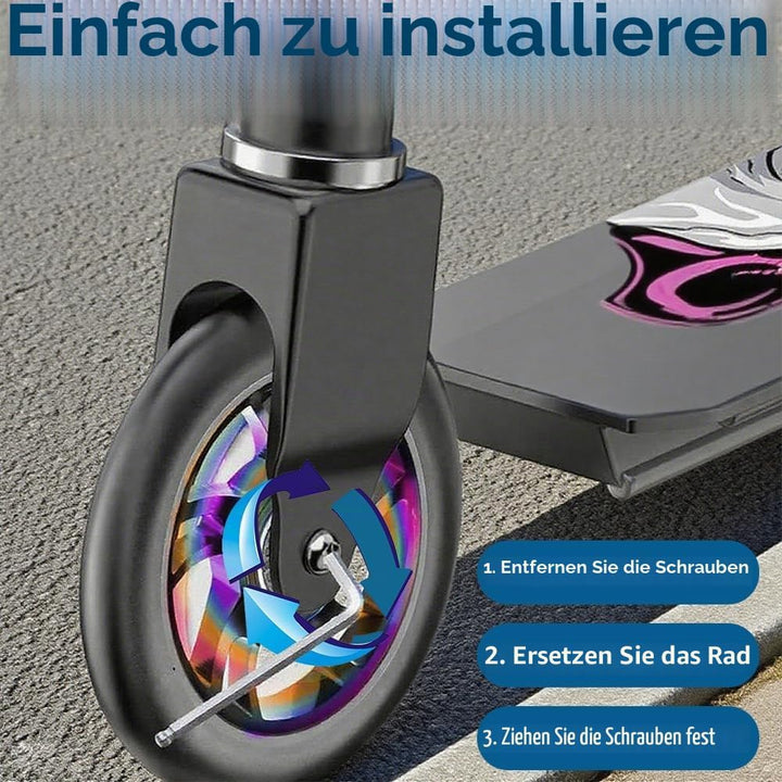 Stunt Scooter Rollen, 2 PCS Ersatzräder für Scooter, 100mm Roller Reifen mit ABEC, Aluminium Roller