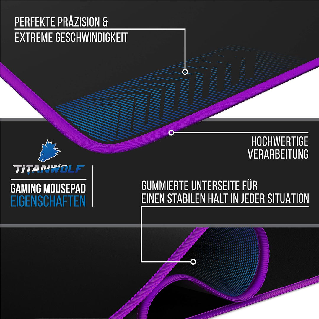 CSL-Computer TITANWOLF - XXL Speed Gaming Mauspad Titanwolf 900 x 400mm - XXL Mousepad - Tischunterl