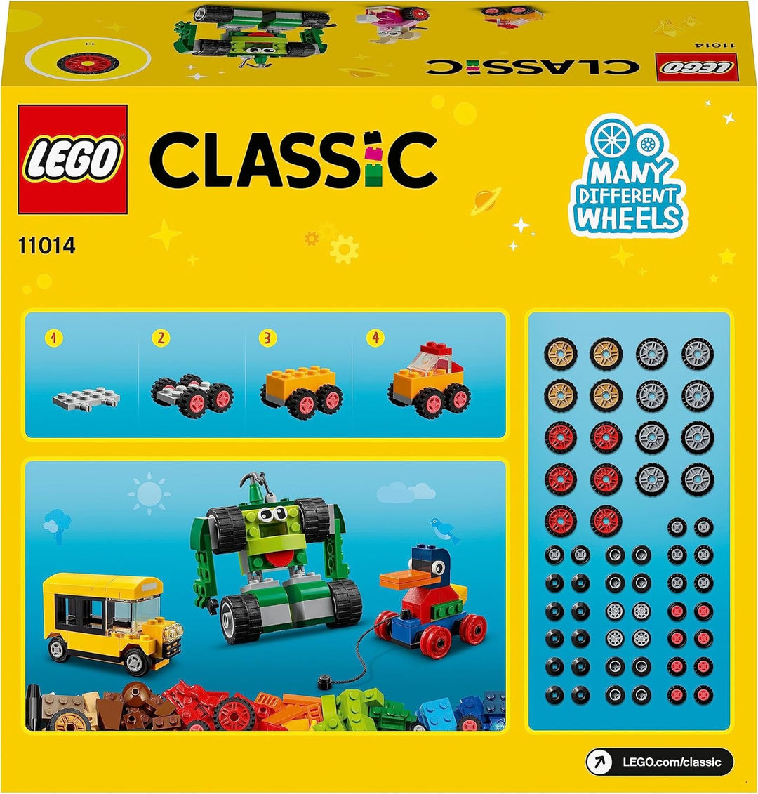 LEGO 11014 Classic Steinebox mit Rädern, Bausteine für Kinder, Spielzeug ab 4 Jahren, mit Spielzeuga