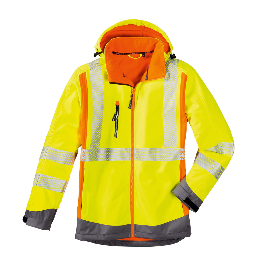 4Protect Warnschutz Softshelljacke"Houston", 1 Stück, leuchtgelb/-orange/grau, 3475-S Leuchtgelb / -