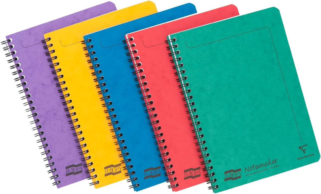Clairefontaine 4850Z - Packung mit 10 Blöcken Europa Notemaker, Doppelspiralheft DIN A5, 14,8x21 cm,