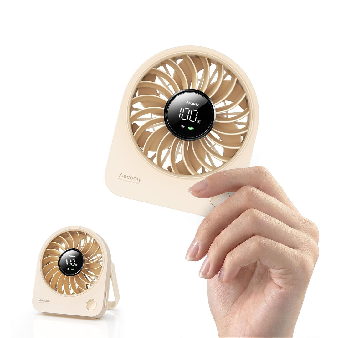 Aecooly Mini Ventilator Tischmodell, Usb-Geladen 4 Windstufen Leise Akku-Ventilator, 10 Stunden Akku