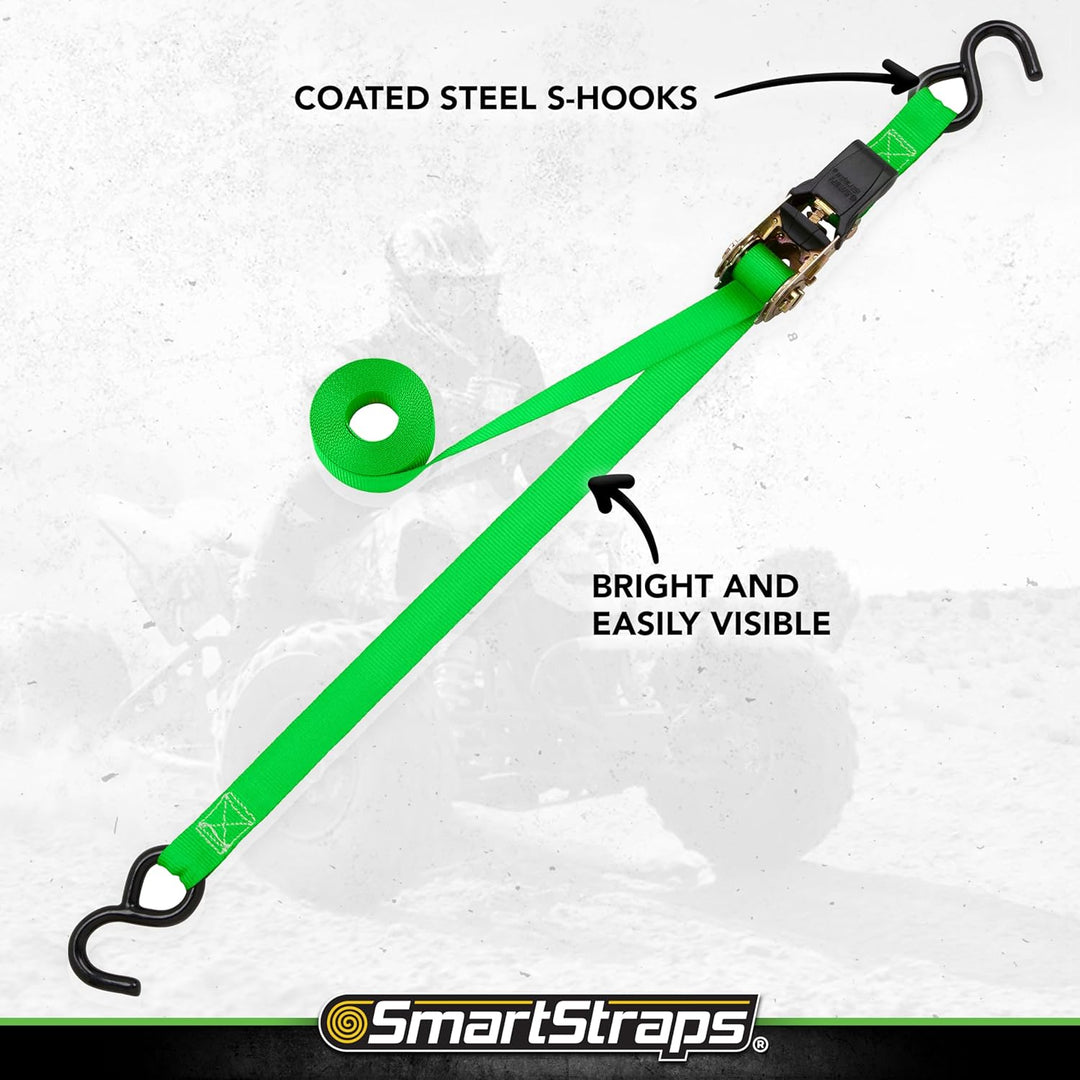 SmartStraps 3,6 m, gepolsterte Ratschen-Spanngurte, 4 Stück, Standard-Spanngurte – 7 kg Bruchfestigk