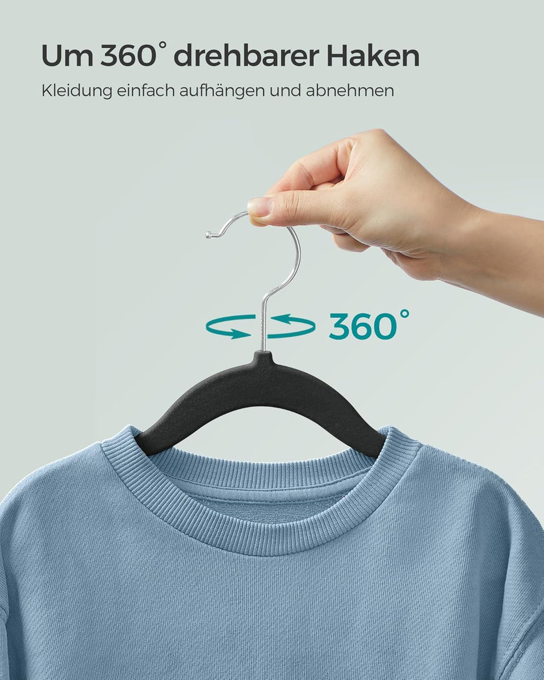 SONGMICS Kinderkleiderbügel, 50er Set Kleiderbügel Kinder, Baby-Kleiderbügel, Bügel Samt, 360° drehb