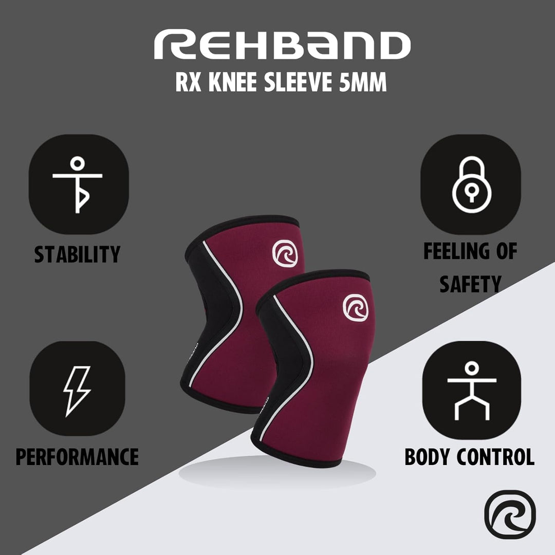 Rehband Kniebandage Kraftsport, Kniestütze für Cross Fit & schweres Training, Knee Sleeve aus 5 mm N