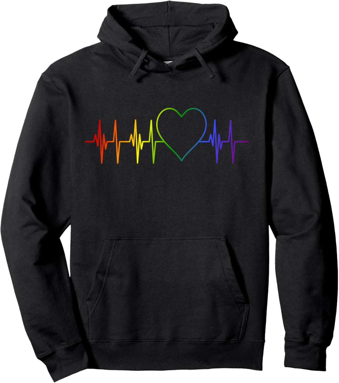PRIDE CSD Regenbogen Flagge Herzschlag Design Pullover Hoodie