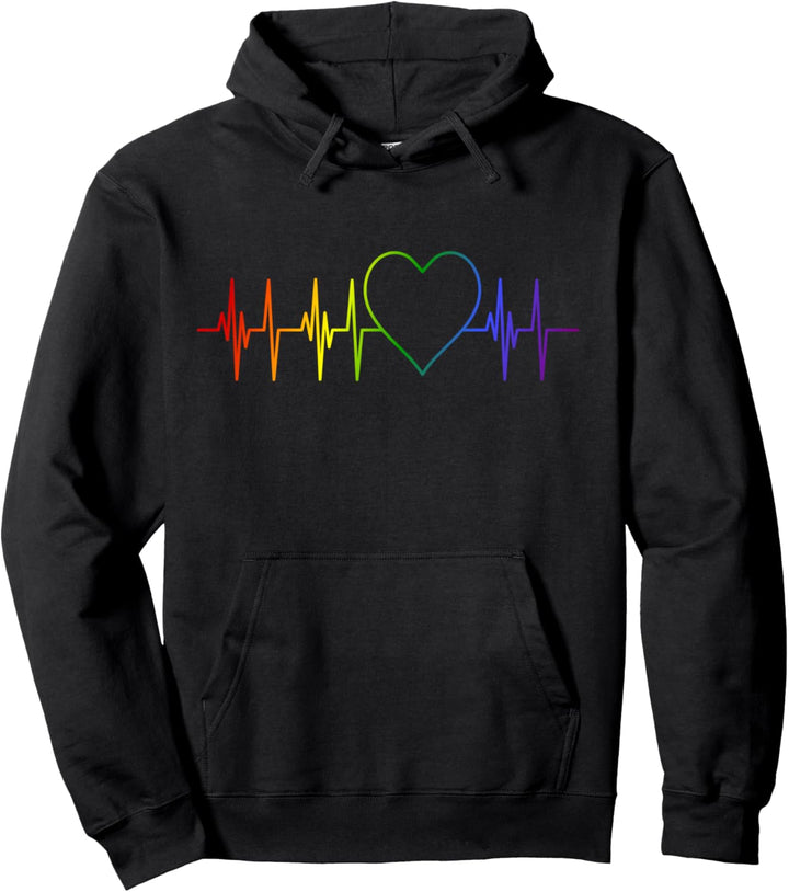 PRIDE CSD Regenbogen Flagge Herzschlag Design Pullover Hoodie