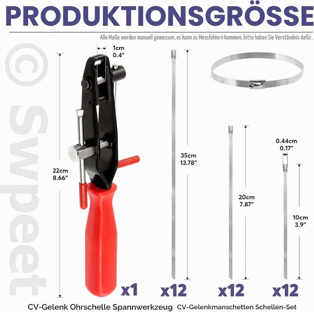 Swpeet 37 Stück 10,2 cm 20,3 cm 35,6 cm CV-Gelenk-Ohrklemme Banding Boot Clamp Werkzeug mit Edelstah