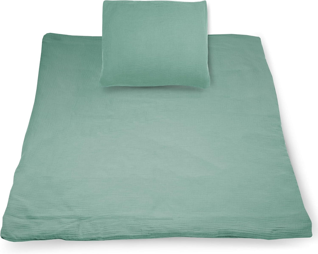 PinkZebra Baby Musselin - Bettwäsche 80 x 80 cm + 35 x 40 cm, Kinderbettwäsche aus ohne GMO 100% Bio