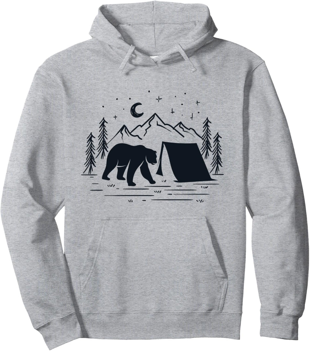 Grizzly Grillen Wandern Berge Camping Pullover Hoodie