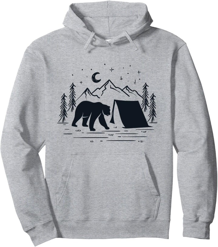 Grizzly Grillen Wandern Berge Camping Pullover Hoodie