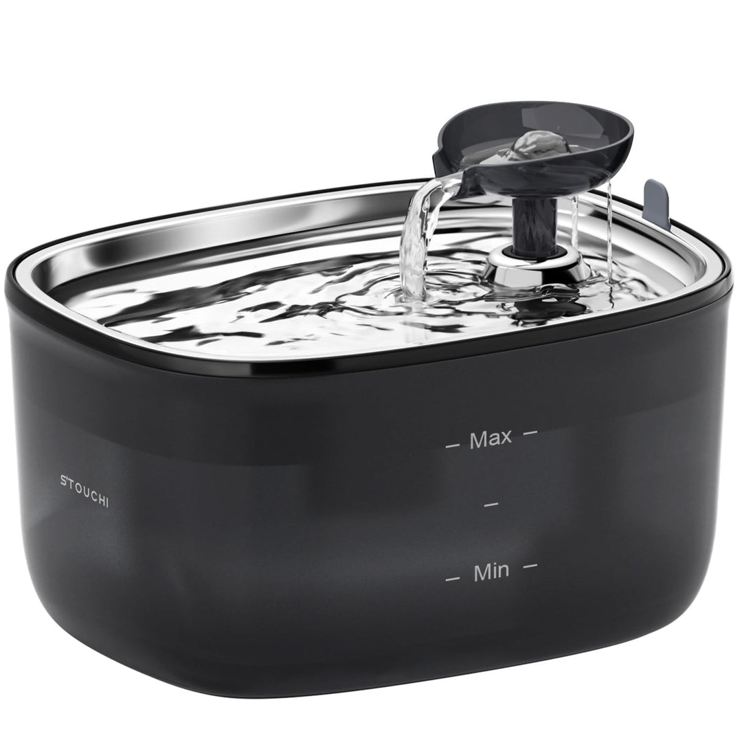 Katzenbrunnen,Super Leise Stouchi Edelstahl Trinkbrunnen für Katzen 2.5L Trinkbrunnen für Katze,LED