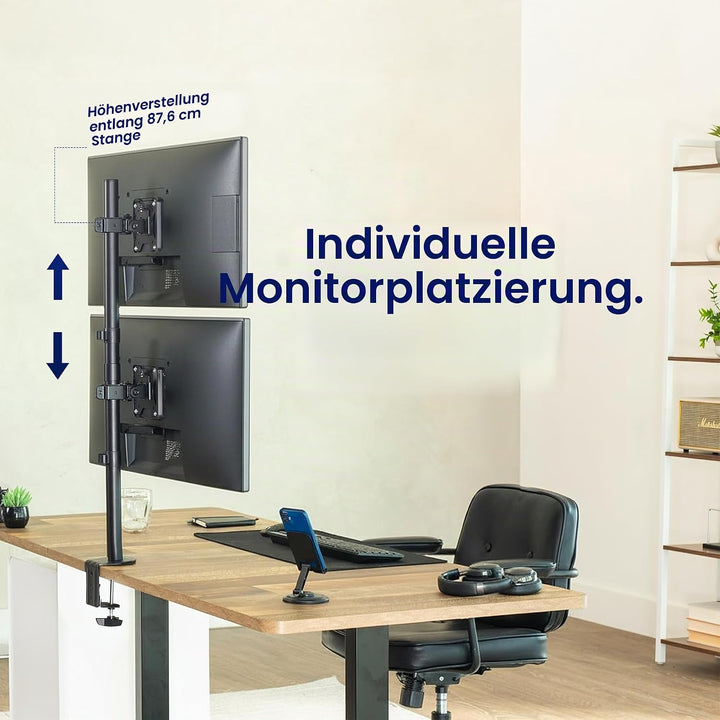 VIVO Dual LCD Monitor Desk Mount Stand Heavy Duty Stacked, Holds Vertical 2 Screens up to 32" (STAND