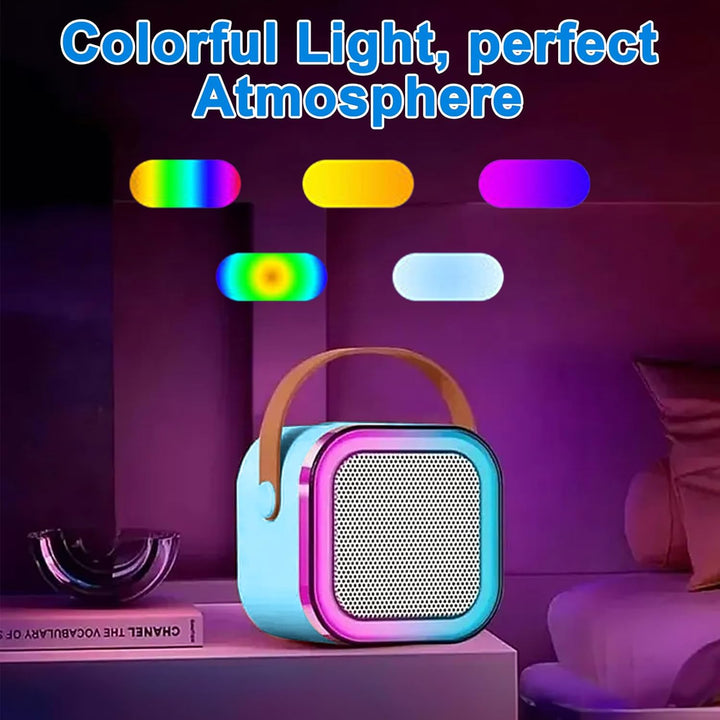 Mini Karaoke Maschine mit 2 Drahtlosen Mikrofonen, Karaoke Maschine Kinder, tragbarer Bluetooth-Laut