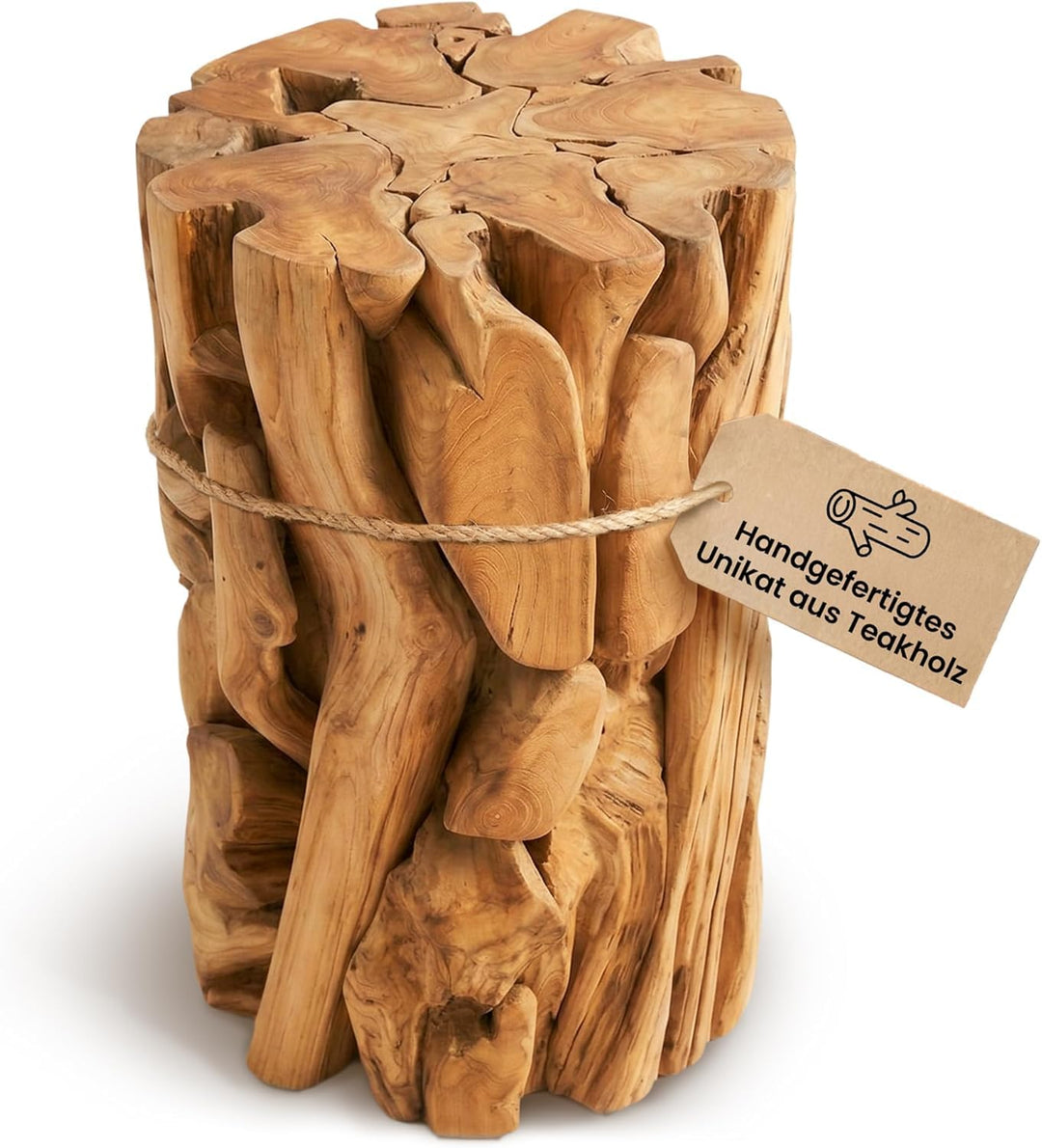 Möbel Bressmer XILON Holzsäule Podest Teakholz massiv Ø 35 cm x Höhe 60 cm - Nachhaltigem Holz 100%